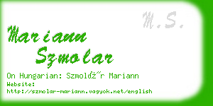 mariann szmolar business card